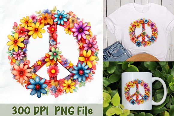 Download Floral Peace Sign in Vibrant Colors - Vibrant colors Collection