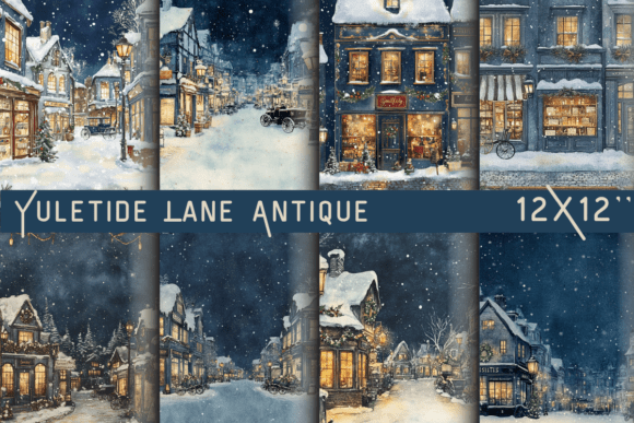 Download Yuletide Lane Antique Backdrop Page - Premium Bundle