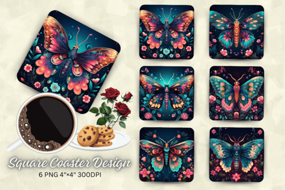 Download Vibrant Colors Mystical Moth Square Coas - Vibrant colors Collection