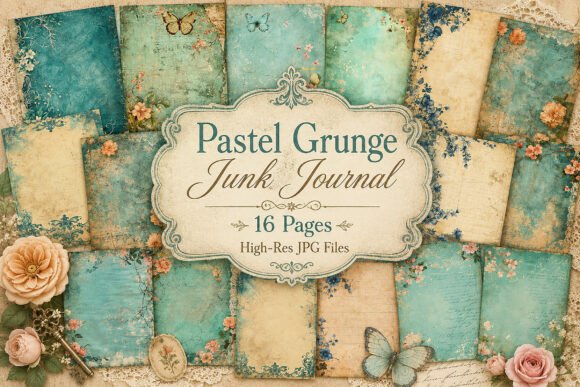 Download Vintage Teal Floral Paper Pack - Paper pack Collection