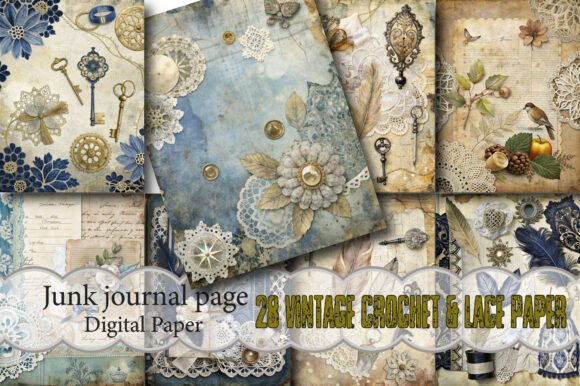 Download Vintage Crochet &amp; Lace Paper Pack - Paper pack Collection