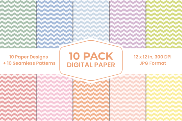 Download Pastel Chevron Digital Paper Pack Easter - Paper pack Collection