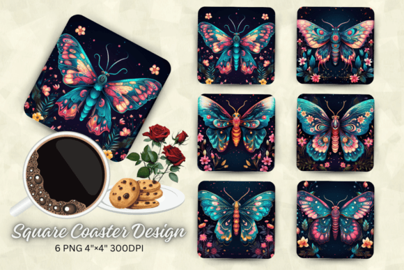 Download Vibrant Colors Mystical Moth Square Coas - Vibrant colors Collection