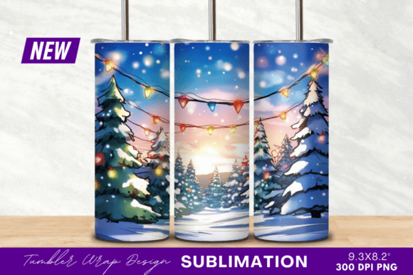 Download Snowy Christmas Tree Landscape Tumbler - Premium Bundle